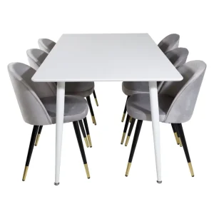 Begränsad tid Venture Home Polar Matgrupp 180 cm Rektangulär med 6 Velvet stolar Svart/Guld - Möbler