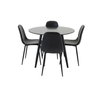 Venture Home Polar Matgrupp 100 cm Rund med 4 Polar stolar Svart - Möbler Säker betalning