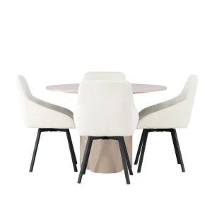 Trygg betalning Venture Home Olivia Matgrupp 110 cm Rund med 4 Rosie stolar Beige - Möbler