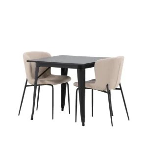 Outlet Venture Home Matgrupp Tudera 80 cm Rektangulär med 2 Habesh stolar Beige - Möbler