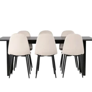 Venture Home Vail Matgrupp 200 cm Rektangulär med 6 Polar stolar Beige - Möbler Snabb leverans