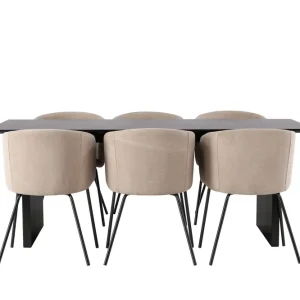 Venture Home Vail Matgrupp 200 cm Rektangulär med 6 Berit stolar Beige - Möbler Beställ idag