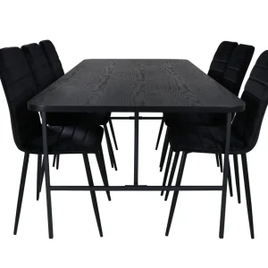 Billigare Venture Home Uno Matgrupp 200 cm Rektangulär med 6 Windu Lyx stolar Svart - Möbler
