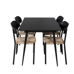 Trygg betalning Venture Home Silar Matgrupp Förlängningsbar 120 cm Rektangulär med 4 Polly stolar Svart - Möbler