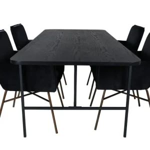 Erbjudande Venture Home Unos Matgrupp 200 cm Rektangulär med 4 Petra stolar Svart - Möbler