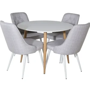 Venture Home Plaza Matgrupp 100 cm Rund med 4 Velvet Deluxe stolar Vit - Möbler Säker betalning