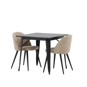 Venture Home Matgrupp Tudera 80 cm Rektangulär med 2 Longreone stolar Beige - Möbler Erbjudande