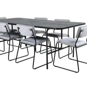 Venture Home Unos Matgrupp 200 cm Rektangulär med 6 Kenth stolar Svart - Möbler Beställ nu