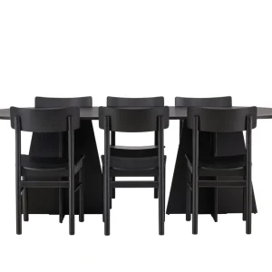 Trygg betalning Venture Home Bootcut Matgrupp + 6 stolar Svart - Möbler