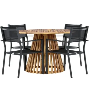 Rabatt Venture Home Lumpur Matgrupp Utomhus + Copacabana 4 Utestolar Natur - Utemöbler & utemiljö