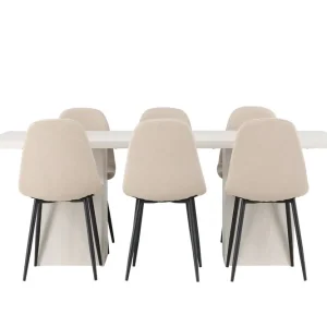 Fynd Venture Home Olga Matgrupp 200 cm Rektangulär med 6 Polar Stolar Beige - Möbler