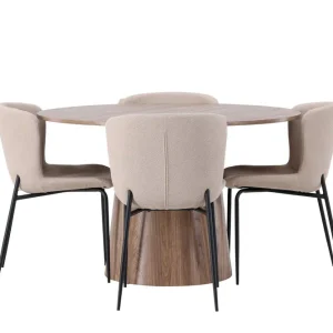 Nedsatt pris Venture Home Lanzo Matgrupp 120 cm Rund med 4 Modesto Stolar Natur - Möbler
