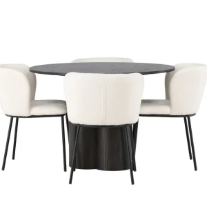 Venture Home Olivia Matgrupp 110 cm Rund med 4 Edina Stolar Mocca - Möbler Fynd