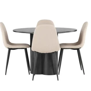 Billig Venture Home Olivia Matgrupp 110 cm Rund med 4 Polar Stolar Beige - Möbler