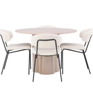 Venture Home Olivia Matgrupp 110 cm Rund med 4 Chico Stolar Whitewash - Möbler Expressleverans