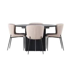 Venture Home Matilda Matgrupp 130 cm Rund med 4 Modesto Stolar Beige - Möbler Erbjudande