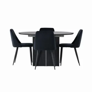 Venture Home Matilda Matgrupp 130 cm Rund med 4 Night Stolar Svart - Möbler Sänkt pris