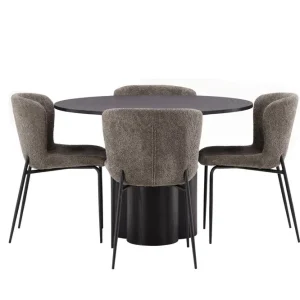 Venture Home Olivia Matgrupp 110 cm Rund med 4 Modesto Stolar Beige - Möbler Endast denna vecka