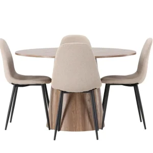 Beställ nu Venture Home Lanzo Matgrupp 120 cm Rund med 4 Polar Stolar Natur - Möbler