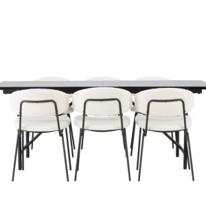 Venture Home Astrid Matgrupp 200 cm Rektangulär med 6 Chico Stolar Svart - Möbler Billig