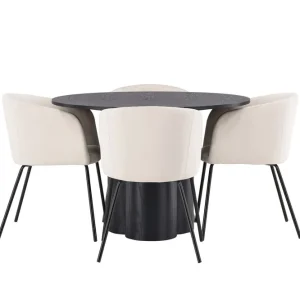 Venture Home Olivia Matgrupp 110 cm Rund med 4 Berit Stolar Beige - Möbler Snabb frakt
