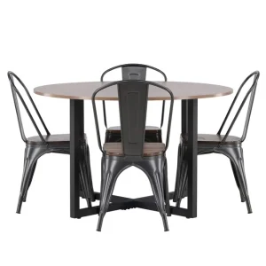Säker betalning Venture Home Durango Matgrupp 120 cm Rund med 4 Tempe Stolar Valnöt - Möbler