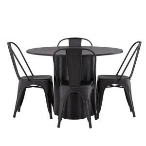 Venture Home Olivia Matgrupp 110 cm Rund med 4 Tempe Stolar Svart - Möbler Expressleverans
