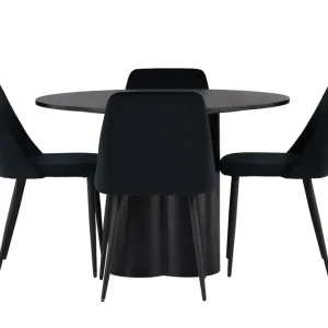 Venture Home Olivia Matgrupp 110 cm Rund med 4 Night Stolar Svart - Möbler Outlet