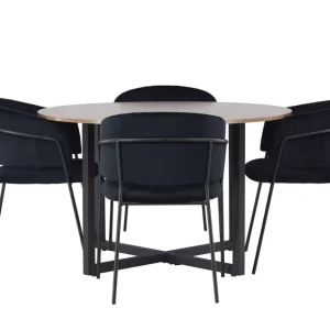Endast denna vecka Venture Home Durango Matgrupp 120 cm Rund med 4 Selma Stolar Valnöt - Möbler