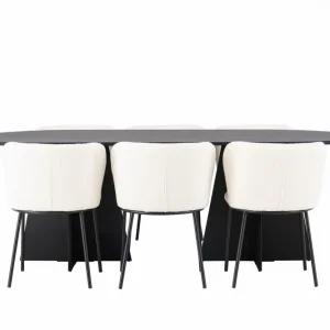 Outlet Venture Home Bootcut Matgrupp 230 cm Oval med 6 Edina Stolar Svart - Möbler
