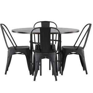 Venture Home Copenhagen Matgrupp 115 cm Rund med 4 Tempe Stolar Svart - Möbler Begränsat erbjudande