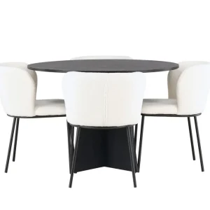 Nyhet Venture Home Edina Matgrupp 110 cm Rund med 4 Edina Stolar Svart - Möbler