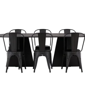 Venture Home Bootcut Matbord 230x115 cm med 4 Tempe Stolar Svart - Möbler Bästa pris