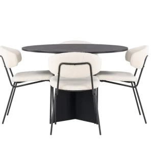 Snabb leverans Venture Home Bootcut Matgrupp 110 cm Rund med 4 Chico Stolar Svart - Möbler