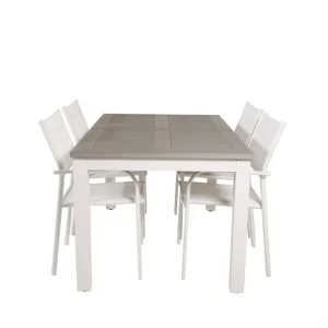 Albany Matgrupp Utomhus 150-210 cm Rektangulär med 4 Santorini Utestolar Grå - Utemöbler & utemiljö Billigare