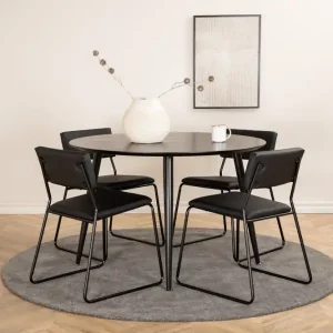 Endast denna vecka Venture Home Dipp Matgrupp 115 cm Rund med 4 Kenth Stolar Svart - Möbler