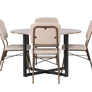 Venture Home Durango Matgrupp 120 cm Rund med 4 Seda Stolar Valnöt - Möbler Kundfavorit