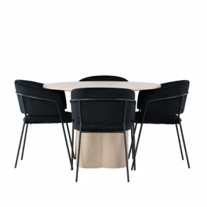 Premium Venture Home Olivia Matgrupp 110 cm Rund med 4 Selma Stolar Svart - Möbler