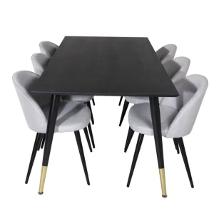 Venture Home Balisa Matgrupp 180 cm Rektangulär med 6 Sedavi Stolar Svart - Möbler Billig