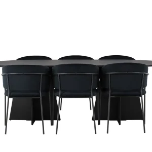 Venture Home Bootcut Matgrupp 230 cm Oval med 6 Selma Stolar Svart - Möbler Billigare