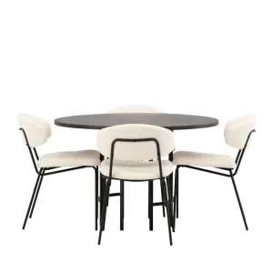Venture Home Copenhagen Matgrupp 115 cm Rund med 4 Chico Stolar Svart - Möbler I lager