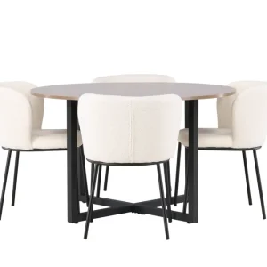 Venture Home Durango Matgrupp 120 cm Rund med 4 Edina Stolar Valnöt - Möbler Erbjudande