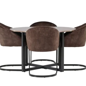 Begränsat antal Venture Home Durango Matgrupp 120 cm Rund med 4 Evening Stolar Valnöt - Möbler
