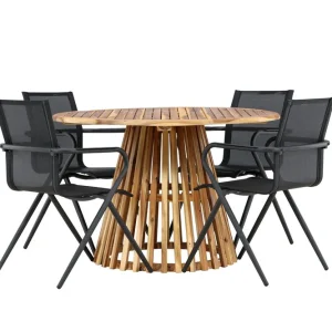 Outlet Lumpur Matgrupp Utomhus 110 cm Rund med 4 Alina Utestolar Natur - Utemöbler & utemiljö