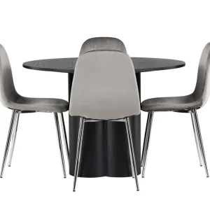 Fynd Venture Home Olivia Matgrupp 110 cm Rund med 4 Eva Stolar Svart - Möbler