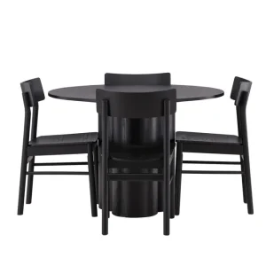 Venture Home Olivia Matgrupp 110 cm Rund med 4 Montros Stolar Svart - Möbler Kundfavorit