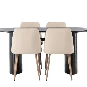 Outlet Venture Home Isolde Matgrupp 180 cm Oval med 4 Night Stolar Svart - Möbler