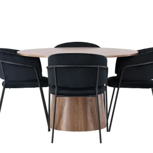 Rabatter Venture Home Lanzo Matgrupp 120 cm Rund med 4 Selma Stolar Natur - Möbler