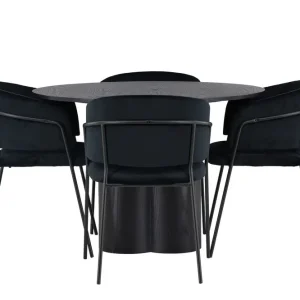 Venture Home Olivia Matgrupp 110 cm Rund med 4 Selma Stolar Svart - Möbler Fynd