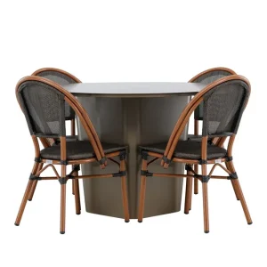 Santa Matgrupp Utomhus 120 cm Rund med 4 Guarda Utestolar Brun - Utemöbler & utemiljö Erbjudande